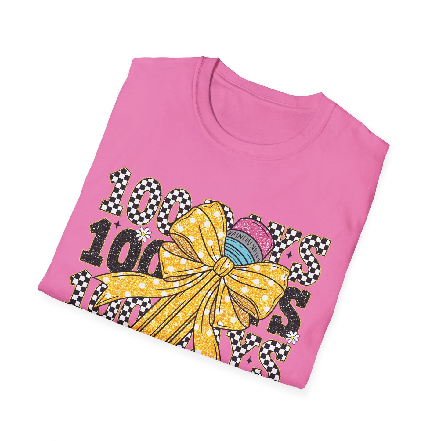 100 Days of School T-Shirt — Kids Celebration Tee with Yellow Bow