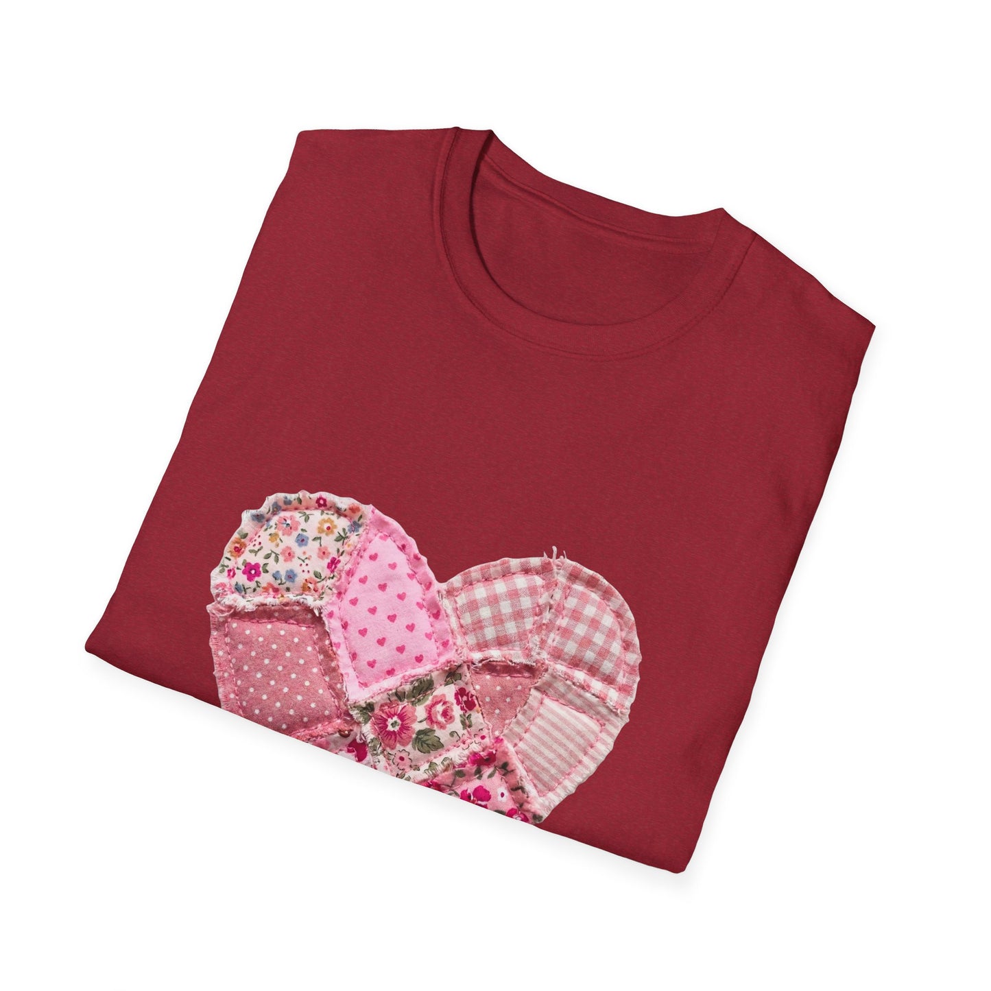 Patchwork Heart T-Shirt — Pink Floral Quilted Valentine Tee