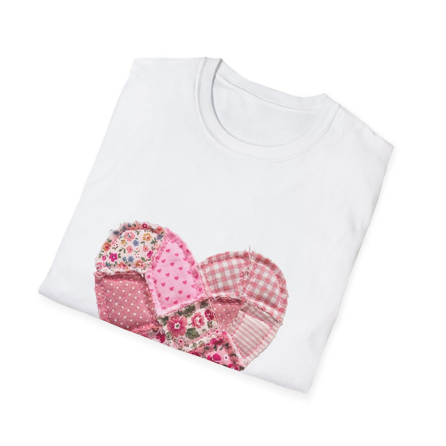 Patchwork Heart T-Shirt — Pink Floral Quilted Valentine Tee