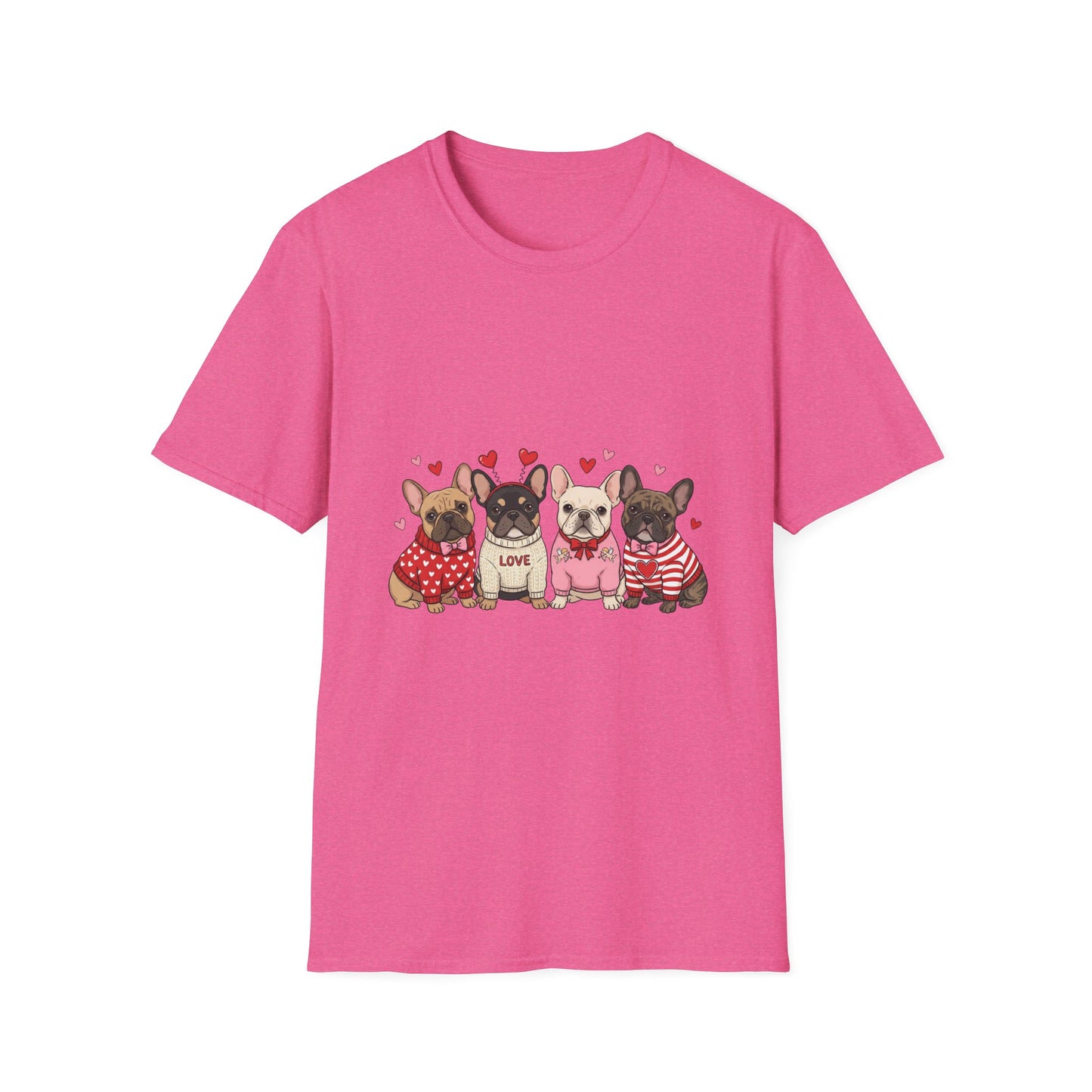 French Bulldog Trio T‑Shirt — Cute Valentine Paw Love Tee