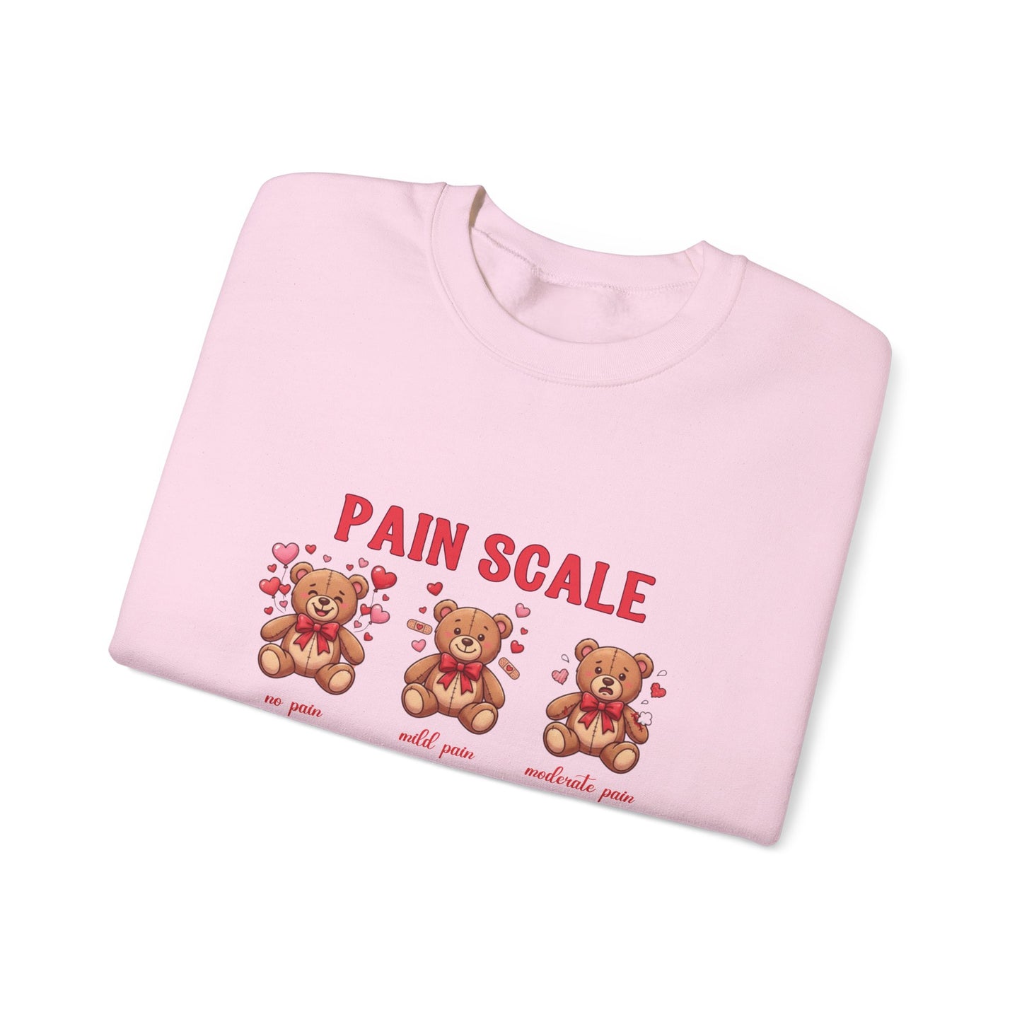 Crewneck Sweatshirt — 'Pain Scale' Cute Teddy Bear