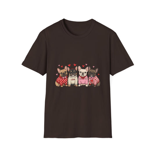 French Bulldog Trio T‑Shirt — Cute Valentine Paw Love Tee