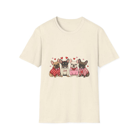 French Bulldog Trio T‑Shirt — Cute Valentine Paw Love Tee