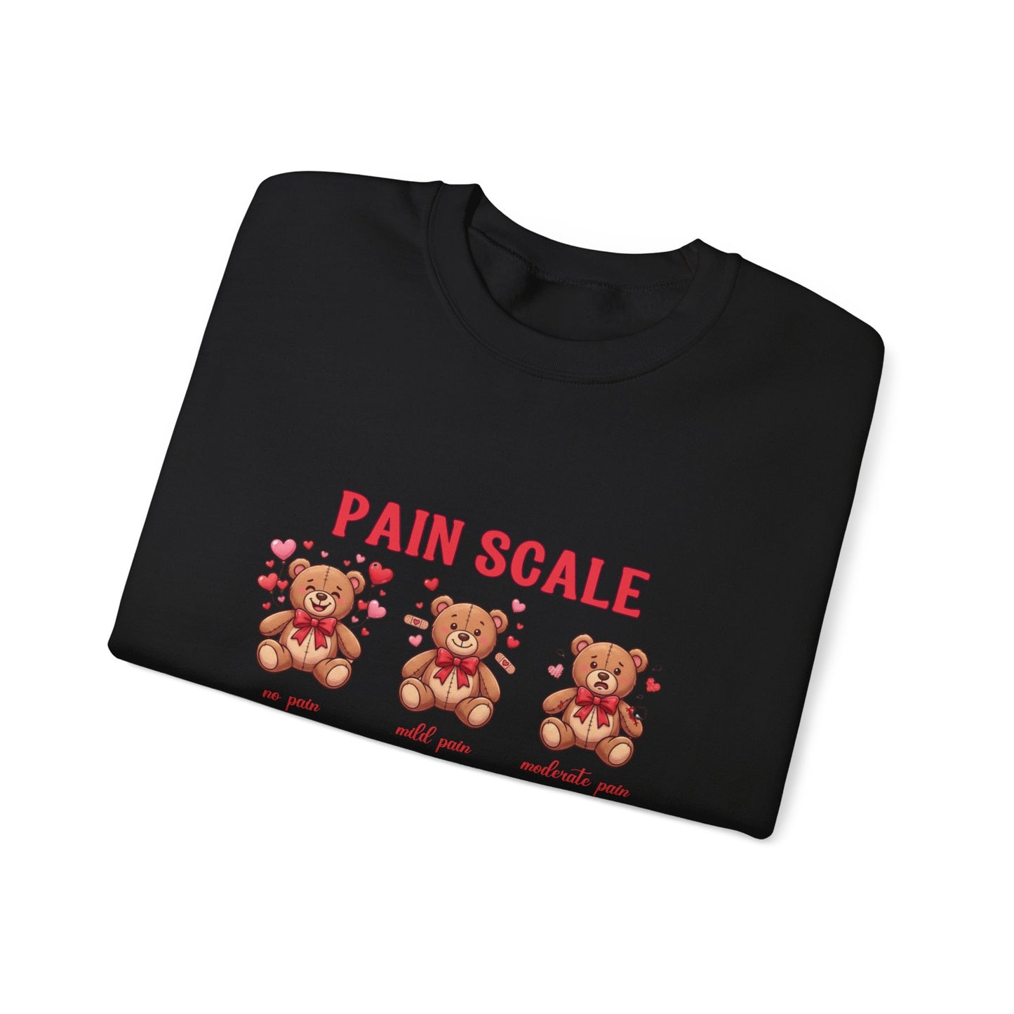 Crewneck Sweatshirt — 'Pain Scale' Cute Teddy Bear
