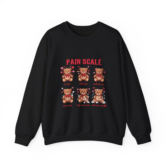 Crewneck Sweatshirt — 'Pain Scale' Cute Teddy Bear