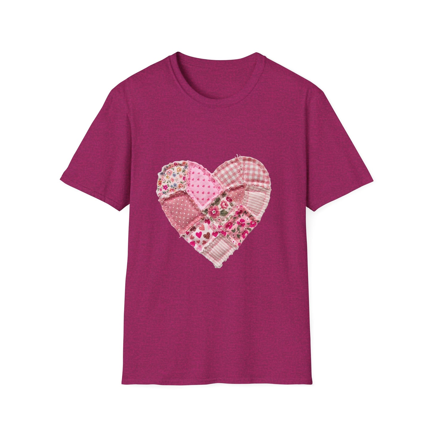 Patchwork Heart T-Shirt — Pink Floral Quilted Valentine Tee