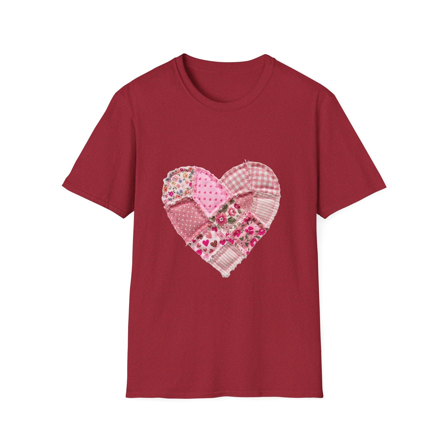 Patchwork Heart T-Shirt — Pink Floral Quilted Valentine Tee