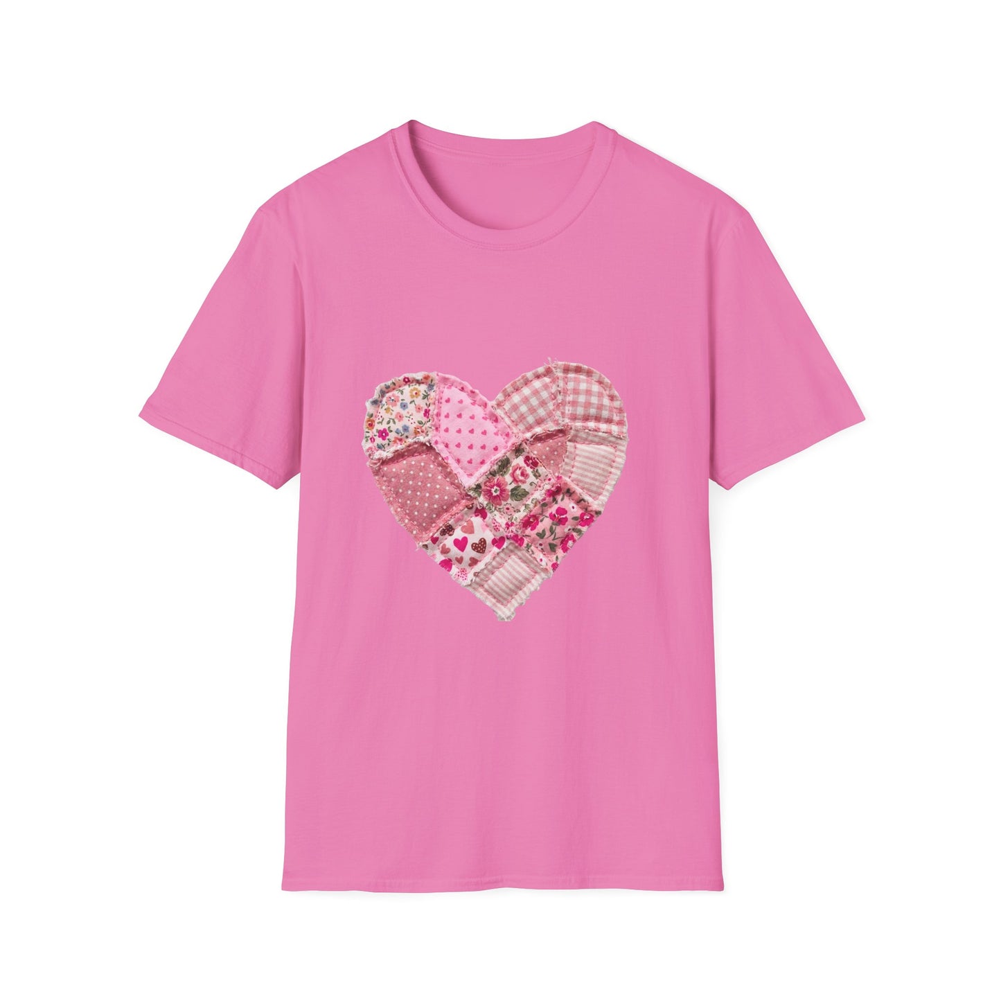 Patchwork Heart T-Shirt — Pink Floral Quilted Valentine Tee