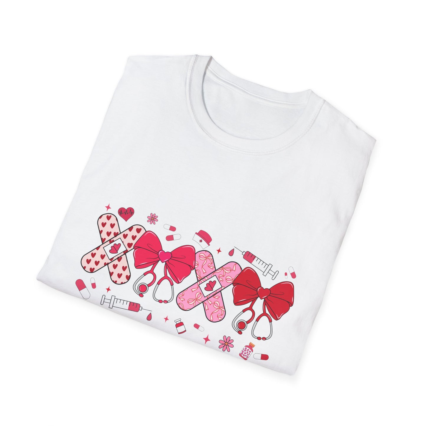 Valentine Ribbon/Bow Nurse Hearts T-Shirt