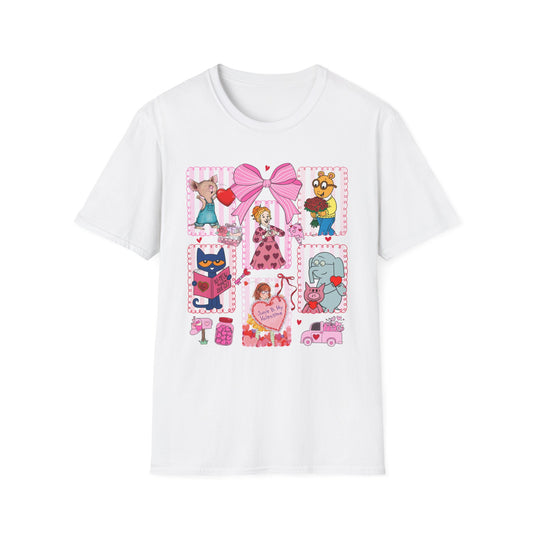 Valentine Millennial Cartoon Collage T-Shirt